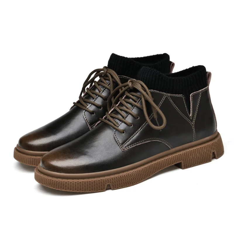 GIOIO New men's leather socks shoes ankle boots winter warm dress casual socks shoes 5CM insole
GIOIO New men's leather socks shoes ankle boots winter warm dress casual socks shoes 5CM insole