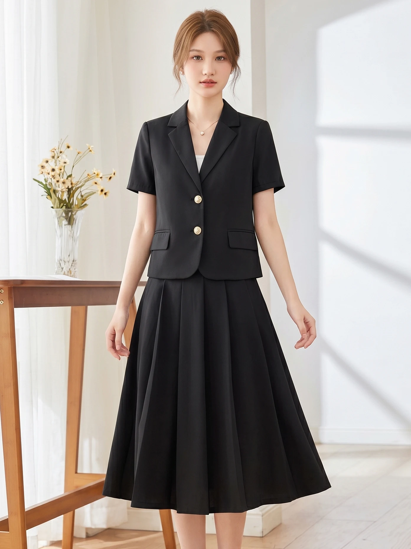 Black Short Sleeve Suit Women's Set Summer 2026 New Small Size Interview Professional Formal Wear Polyester Fiber Half
Black Short Sleeve Suit Women's Set Summer 2026 New Small Size Interview Professional Formal Wear Polyester Fiber Half