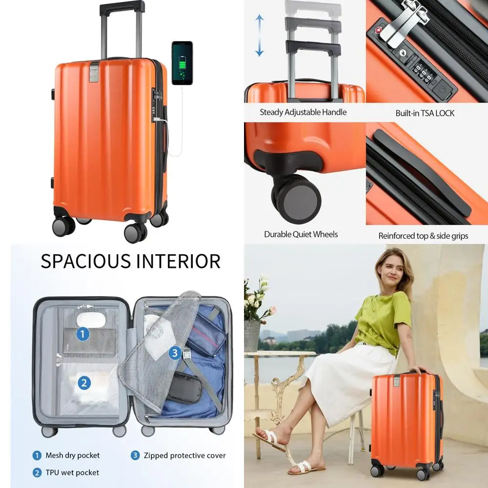 Расширяемый чемодан-спиннер с жесткой стороной и USB-портом, замок TSA, прочный чемодан на колесиках для путешествий
Расширяемый чемодан-спиннер с жесткой стороной и USB-портом, замок TSA, прочный чемодан на колесиках для путешествий