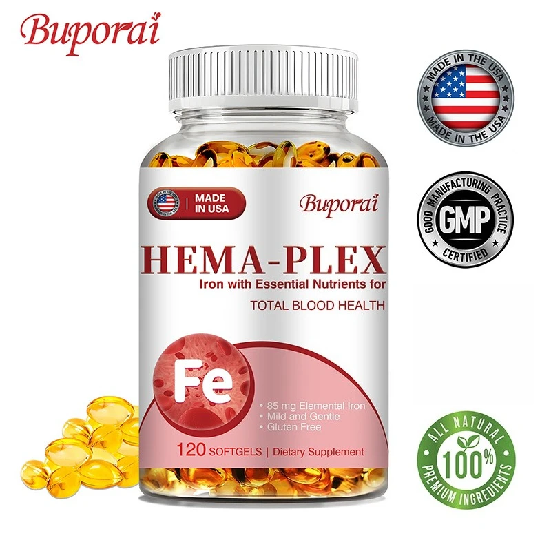 Hema-Plex Iron - Supports Blood Circulation, Promotes Red Blood Cell Health, Provides Energy, and Enhances Nutrient Absorption
Hema-Plex Iron - Supports Blood Circulation, Promotes Red Blood Cell Health, Provides Energy, and Enhances Nutrient Absorption