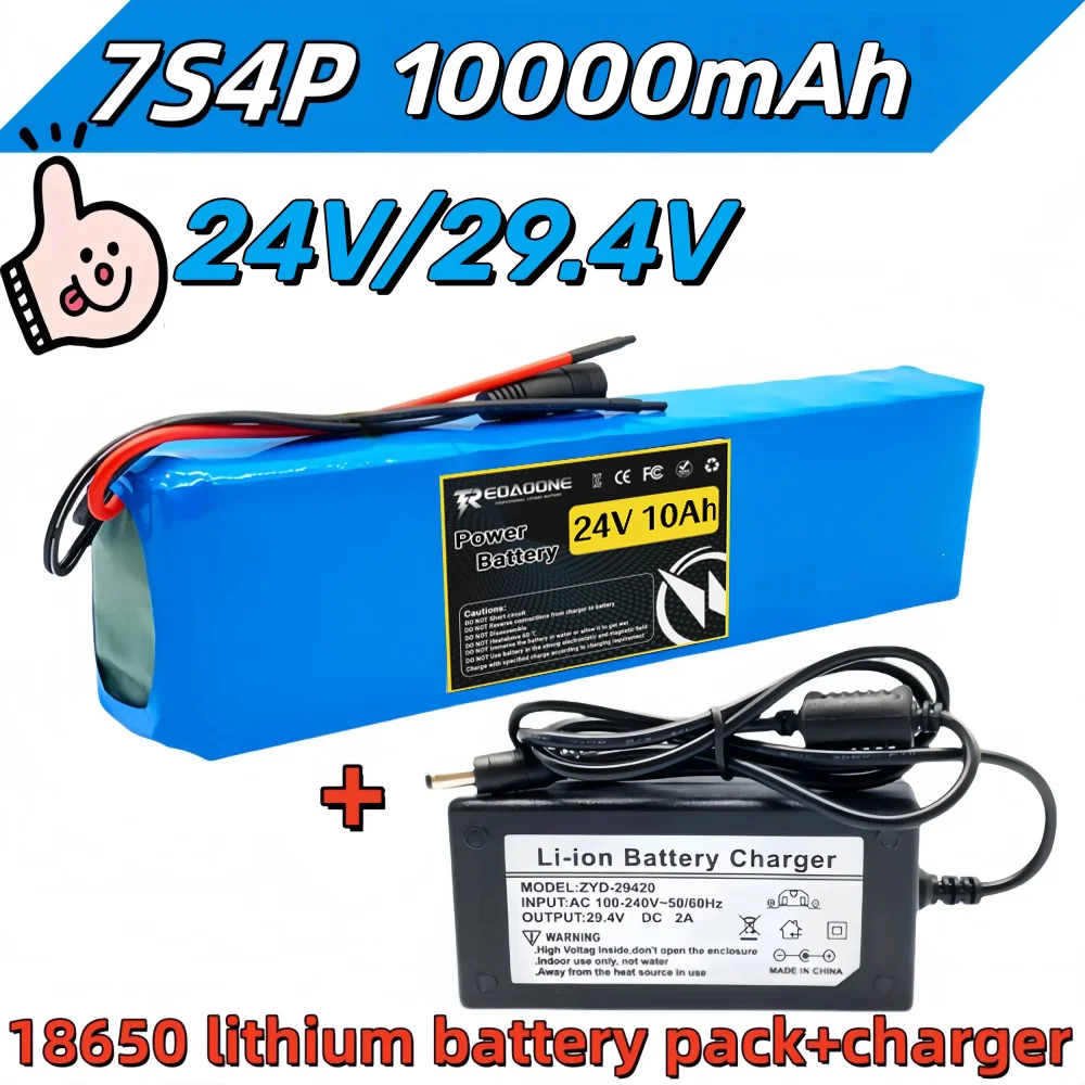 24V/29.4V 10Ah 7S4P 18650 Rechargeable Lithium Battery Pack Built-in BMS for 150W-350W Motor Scooter with 29.4V 2A Charger.
24V/29.4V 10Ah 7S4P 18650 Rechargeable Lithium Battery Pack Built-in BMS for 150W-350W Motor Scooter with 29.4V 2A Charger.