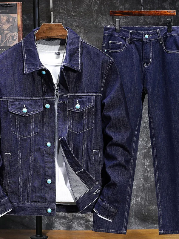 Autumn Winter Men's Slim Fit Straight Leg Jeans Jacket Two Piece Set High End Fashion Turn-down Collar Long Sleeve Zipper Clo...
Autumn Winter Men's Slim Fit Straight Leg Jeans Jacket Two Piece Set High End Fashion Turn-down Collar Long Sleeve Zipper Clo...