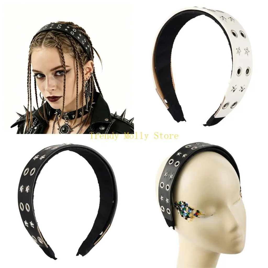 N5KB Gothic Punk PU Leather Hairband Black Stylish Headpiece For Daily Use
N5KB Gothic Punk PU Leather Hairband Black Stylish Headpiece For Daily Use