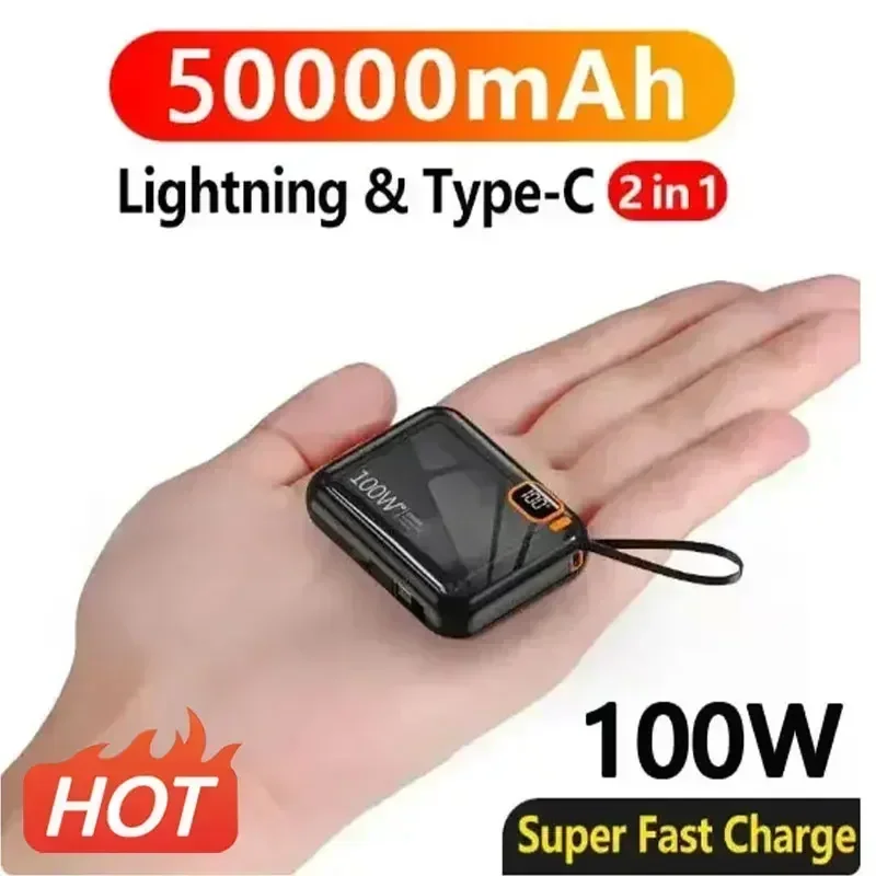 50000mah Portable Power Bank PD100W Detachable USB to TYPE C Cable Two-way Fast Charger Mini Powerbank for iPhone Xiaomi Samsung
50000mah Portable Power Bank PD100W Detachable USB to TYPE C Cable Two-way Fast Charger Mini Powerbank for iPhone Xiaomi Samsung