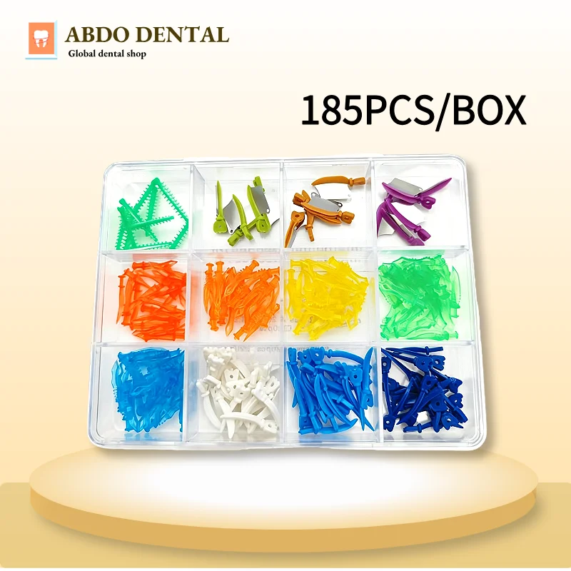 Dental Perforated Interproximal Wedges Matrix Bands Kit 185Pcs 12 Types Polypropylene Tooth Restoration Dentist Supplies
Dental Perforated Interproximal Wedges Matrix Bands Kit 185Pcs 12 Types Polypropylene Tooth Restoration Dentist Supplies