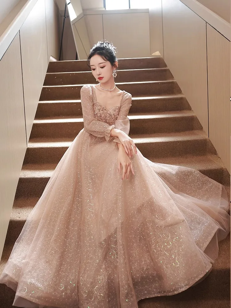 Женское классическое вечернее платье из тюля, новинка 2023 года, элегантное трапециевидное платье трапециевидной формы с квадратным воротником и пайетками, облегающее вечернее платье 2 длины, Vestido
Женское классическое вечернее платье из тюля, новинка 2023 года, элегантное трапециевидное платье трапециевидной формы с квадратным воротником и пайетками, облегающее вечернее платье 2 длины, Vestido