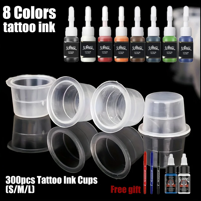 SUANGL Tattoo Ink Cups with Color Rack 8 Colors Ink Set Disposable Tattoo Pigment Cups Supply for Artists Studio
SUANGL Tattoo Ink Cups with Color Rack 8 Colors Ink Set Disposable Tattoo Pigment Cups Supply for Artists Studio