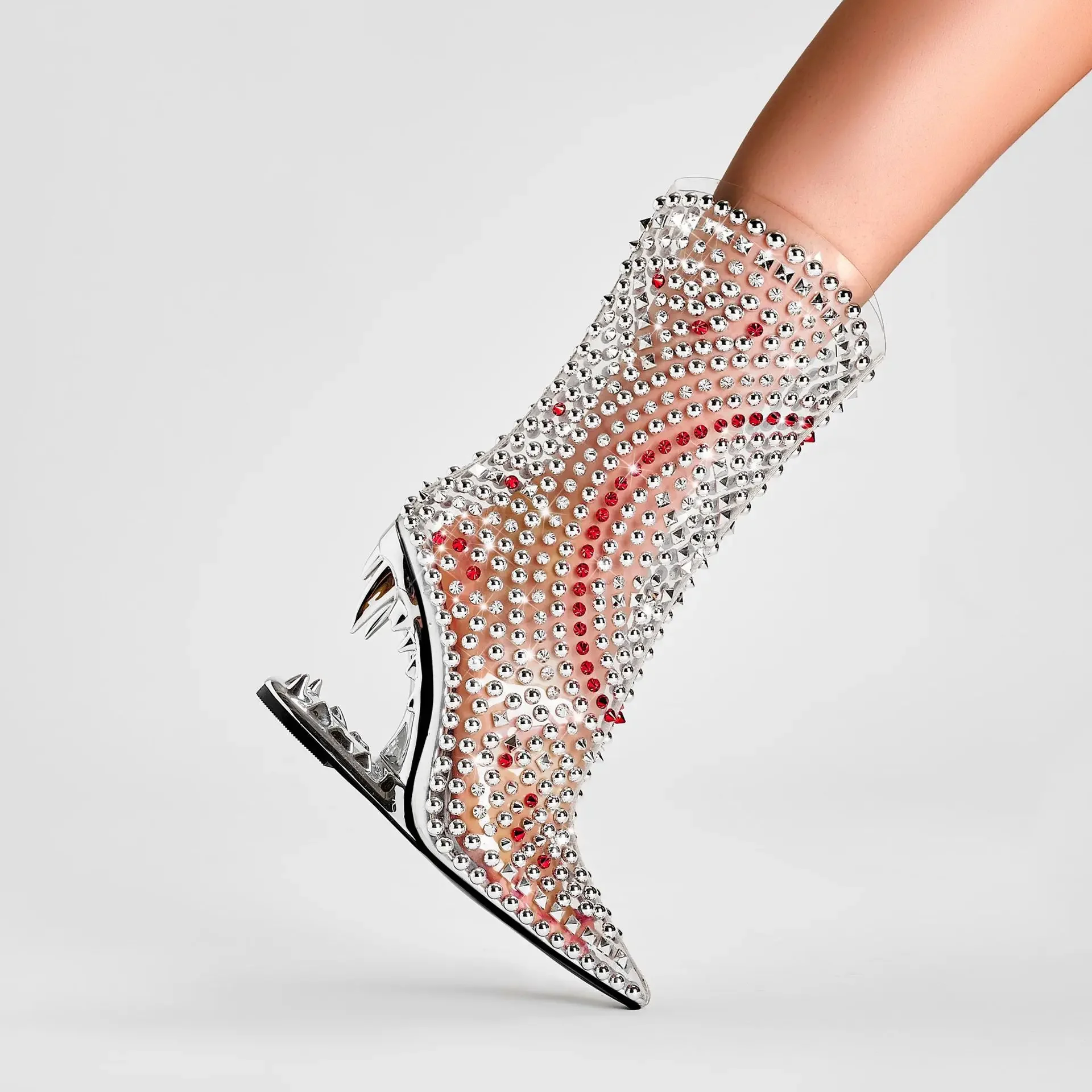 Transparent Pva High Boots Special-Shaped Teeth Heel Pointed Toe Botines Ultra High Rhinestone Rivet Sequin Women Botas Feminina
Transparent Pva High Boots Special-Shaped Teeth Heel Pointed Toe Botines Ultra High Rhinestone Rivet Sequin Women Botas Feminina