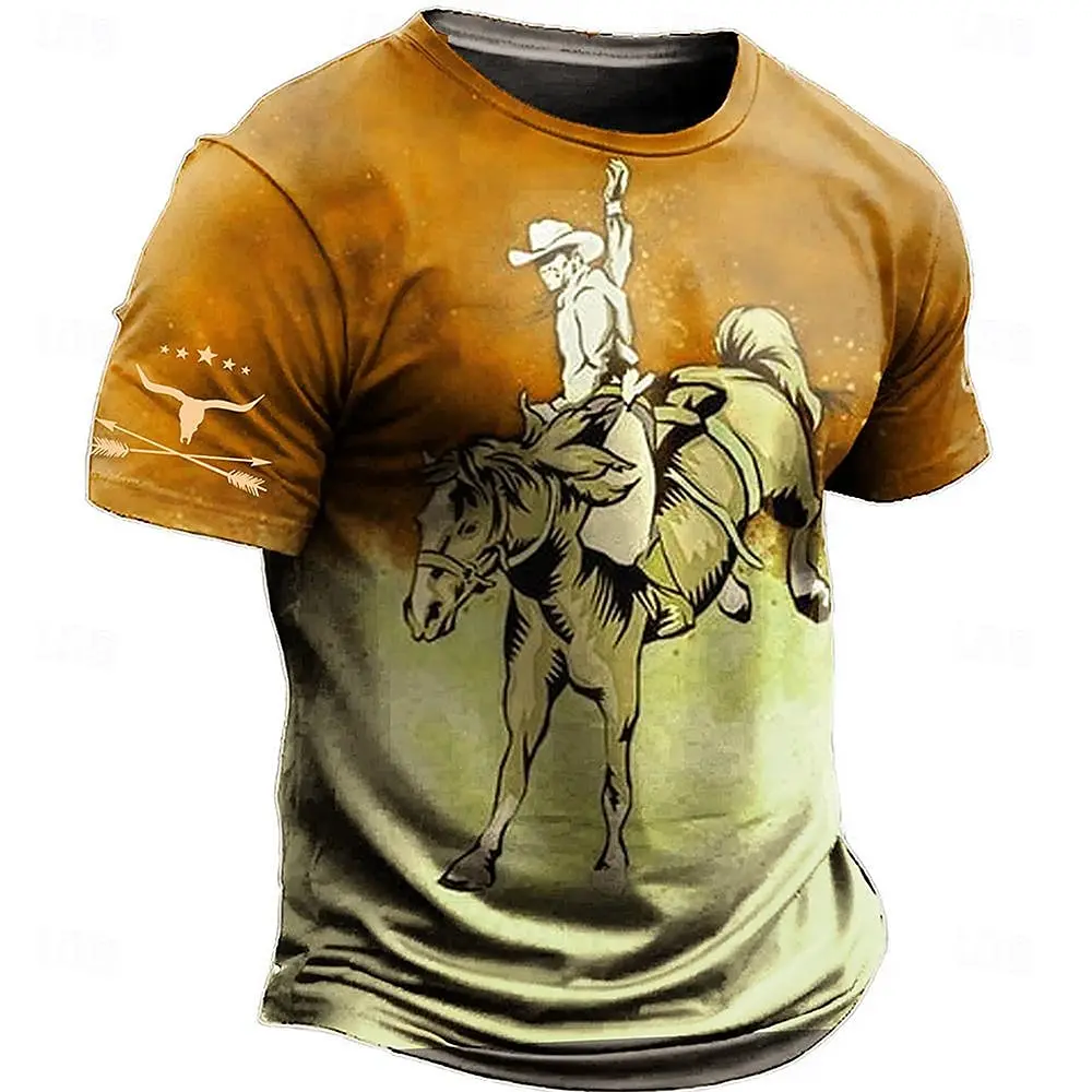 Fashion America Cowboy Print T Shirt For Men Casual O-neck Short Sleeve Tops Hip Hop Trend Vintage Clothes Summer Loose T-Shirt
Fashion America Cowboy Print T Shirt For Men Casual O-neck Short Sleeve Tops Hip Hop Trend Vintage Clothes Summer Loose T-Shirt