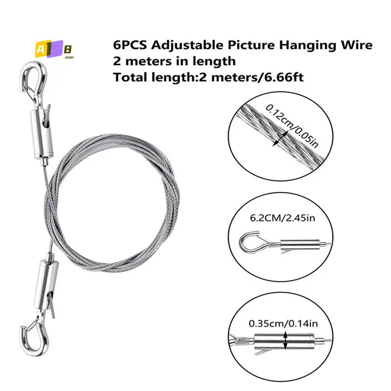 A08F-Adjustable Picture Hanging Wire Stainless Steel Picture Hanging Wire 2M X1.5Mm With Hook, Picture Wire Hanging Kit
A08F-Adjustable Picture Hanging Wire Stainless Steel Picture Hanging Wire 2M X1.5Mm With Hook, Picture Wire Hanging Kit