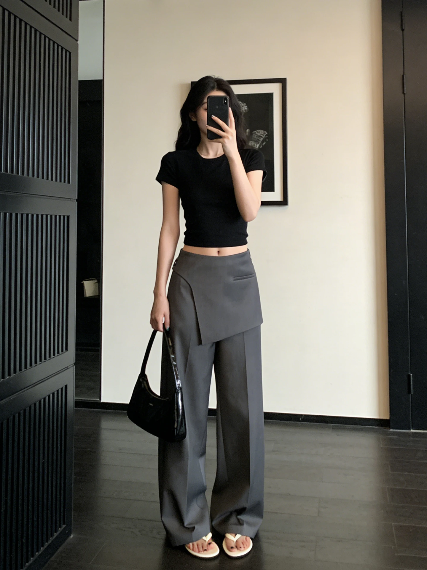 American Retro Grey Fake Two-Piece Casual Pants Women's High Waist Layered Skirt Loose Straight Long Pants Summer Fashion
American Retro Grey Fake Two-Piece Casual Pants Women's High Waist Layered Skirt Loose Straight Long Pants Summer Fashion