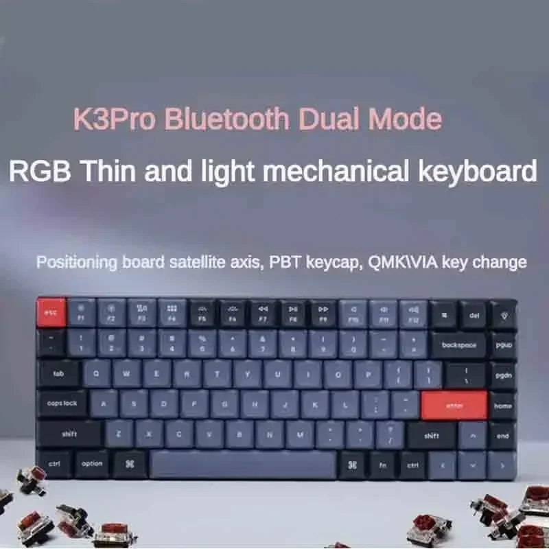 Оригинальная Беспроводная механическая клавиатура K3Pro, Bluetooth, двойной режим, эргономичная, горячая замена, Офисная тонкая, тонкая, стандартная и портативная
Оригинальная Беспроводная механическая клавиатура K3Pro, Bluetooth, двойной режим, эргономичная, горячая замена, Офисная тонкая, тонкая, стандартная и портативная