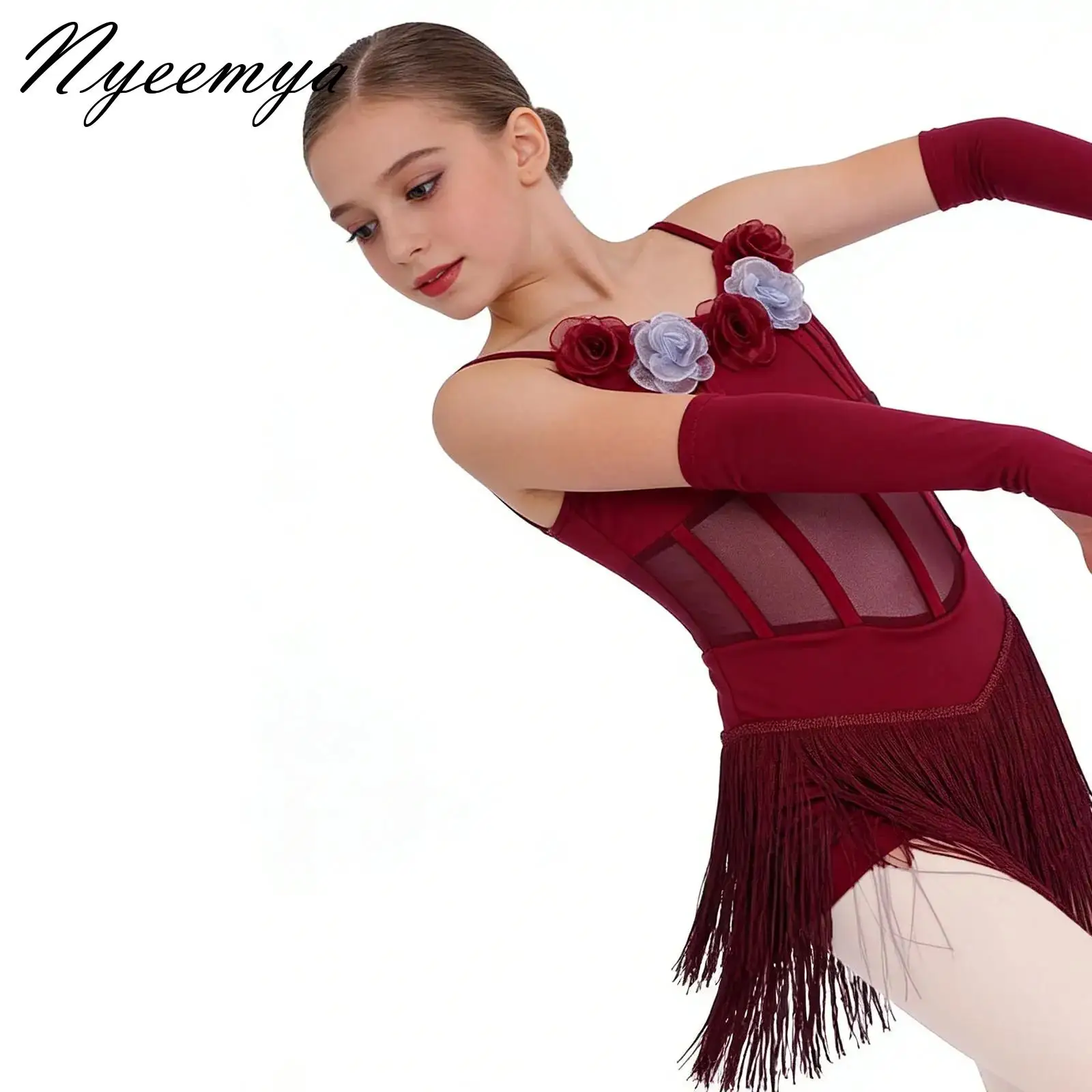 3d Flowers Tassels Latin Dress with Gloves Jazz Dance Leotard for Girls Kids Gymnastics Performance Outfit Sleeveless Dress
3d Flowers Tassels Latin Dress with Gloves Jazz Dance Leotard for Girls Kids Gymnastics Performance Outfit Sleeveless Dress