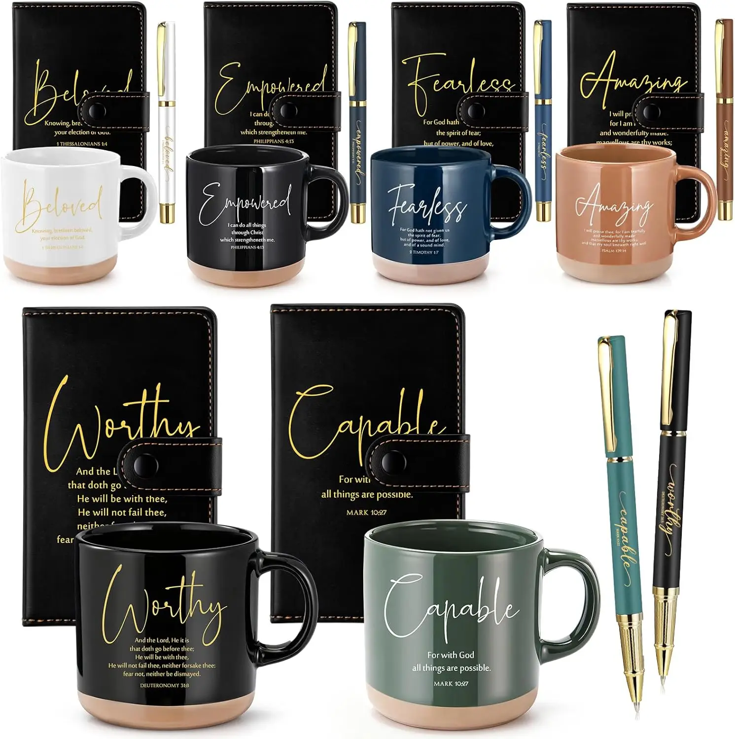 Christian Fathers Day Church Gift 18 Pcs Bible Verse Ceramic Coffee Mugs with Leather Journal Pen Inspirational Religious Set
Christian Fathers Day Church Gift 18 Pcs Bible Verse Ceramic Coffee Mugs with Leather Journal Pen Inspirational Religious Set