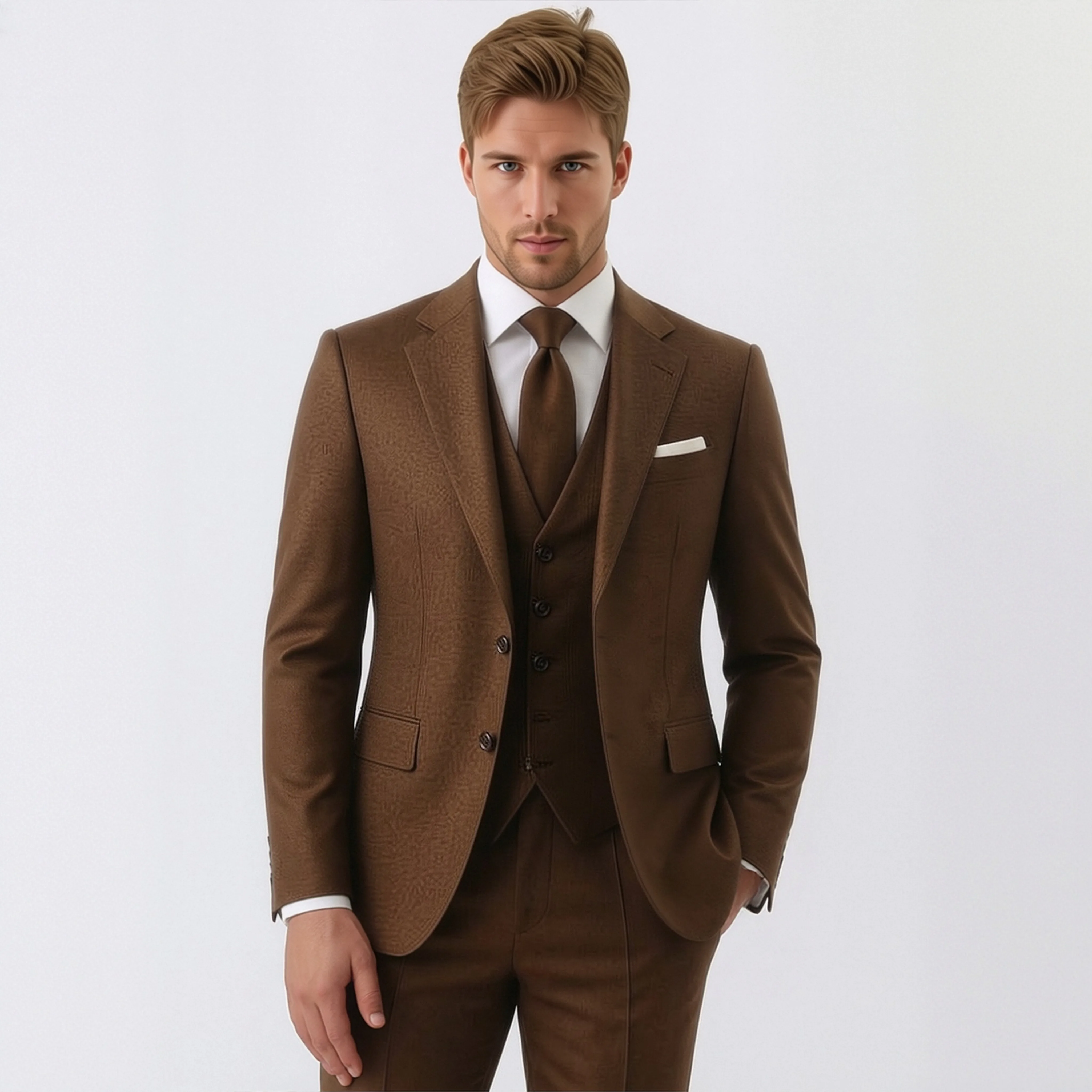 Customizable Men's 3 Piece Tuxedo Khaki Blazer Brown Vest Slim Fit Formal Business Wedding Groom Prom Party Suit
Customizable Men's 3 Piece Tuxedo Khaki Blazer Brown Vest Slim Fit Formal Business Wedding Groom Prom Party Suit
