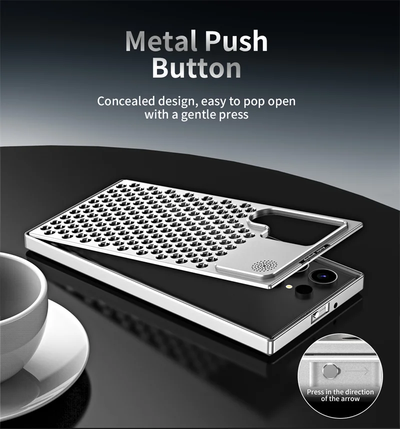 Luxury Aluminum Alloy Detachable Aromatherapy Phone Case For Samsung Gaalxy S22 S23 S24 S25 Ultra Plus Heat Dissipation Case
Luxury Aluminum Alloy Detachable Aromatherapy Phone Case For Samsung Gaalxy S22 S23 S24 S25 Ultra Plus Heat Dissipation Case