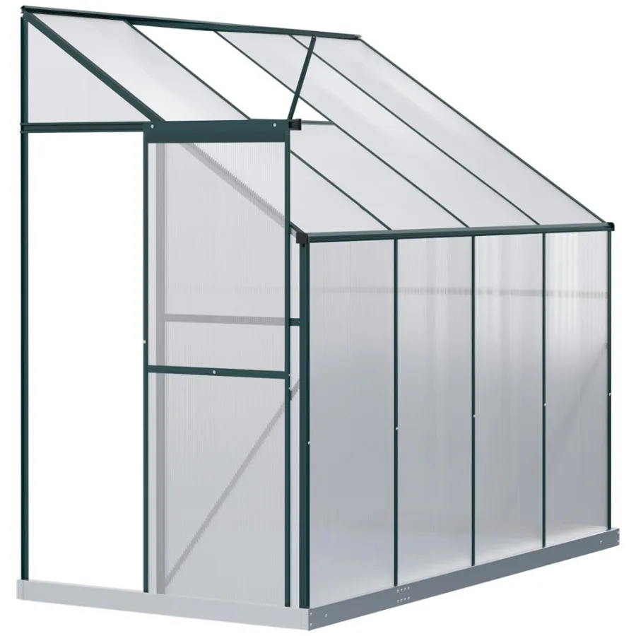 8' x 4' x 7' Walk-in Lean-To Polycarbonate Greenhouse Kit with Aluminum Frame Sliding Door Roof Vent Green
8' x 4' x 7' Walk-in Lean-To Polycarbonate Greenhouse Kit with Aluminum Frame Sliding Door Roof Vent Green