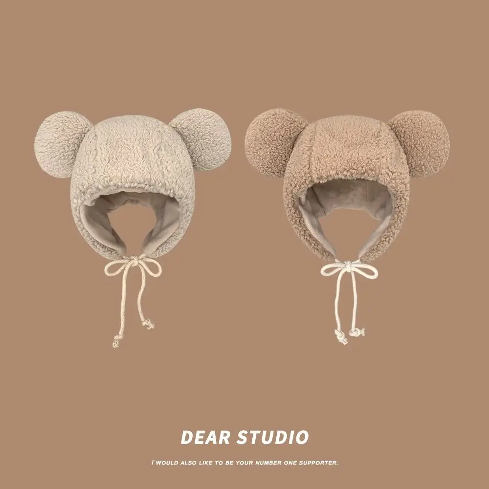 Women Windproof Cute Bear Ears Earflap Hat Solid Beanies Winter Hat Lamb Hair Cap
Women Windproof Cute Bear Ears Earflap Hat Solid Beanies Winter Hat Lamb Hair Cap
