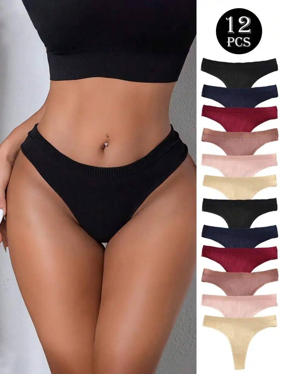12pcs Seamless Low-Waist Ribbed Panties Women Comfortable Breathable Bikini Underwear
12pcs Seamless Low-Waist Ribbed Panties Women Comfortable Breathable Bikini Underwear