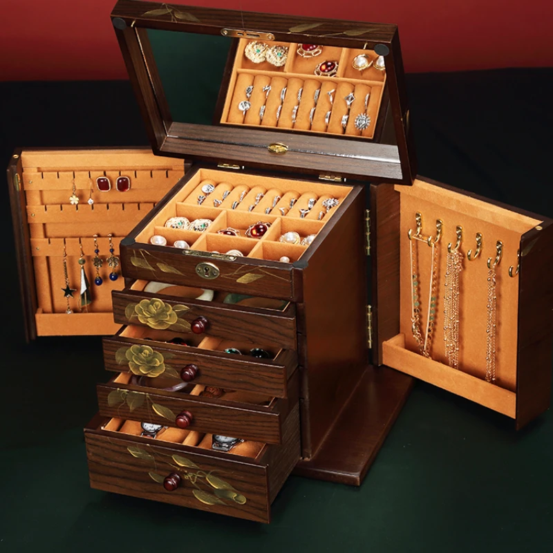 Solid wood jewelry box full lock jewelry box necklace stud earrings ring watch jewelry storage box large capacity
Solid wood jewelry box full lock jewelry box necklace stud earrings ring watch jewelry storage box large capacity