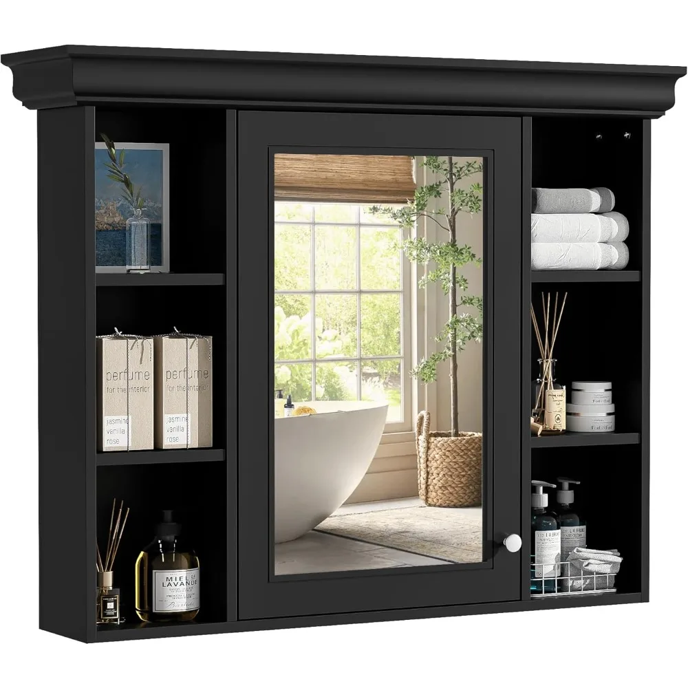 36 Inch Wall Mounted Medicine Cabinet, Bathroom Storage Cabinet with Mirror Door and 6 Adjustable Open Shelf, Mirror Cabinet for
36 Inch Wall Mounted Medicine Cabinet, Bathroom Storage Cabinet with Mirror Door and 6 Adjustable Open Shelf, Mirror Cabinet for