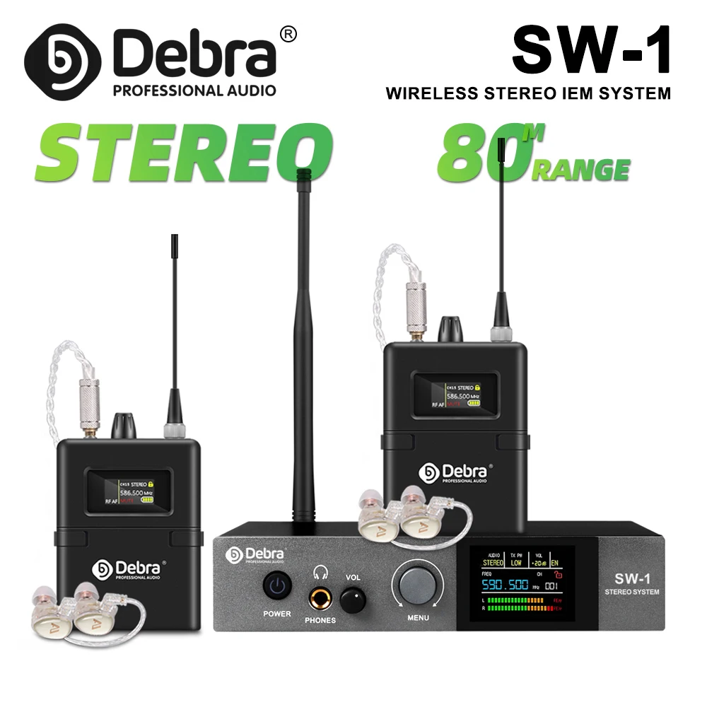 SW-1 Stereo wireless in-ear monitoring system, frequency 590-599 MHz, stable transmission 80m, for stage, recording studio
SW-1 Stereo wireless in-ear monitoring system, frequency 590-599 MHz, stable transmission 80m, for stage, recording studio