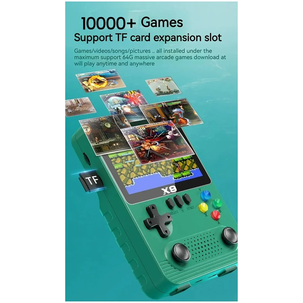 Портативная игровая консоль ABRI_X9, 10000+ игр, 3,5-дюймовая аркадная игровая консоль, 2000 мАч для GBA GBC NES, 11 видов симуляторов A
Портативная игровая консоль ABRI_X9, 10000+ игр, 3,5-дюймовая аркадная игровая консоль, 2000 мАч для GBA GBC NES, 11 видов симуляторов A