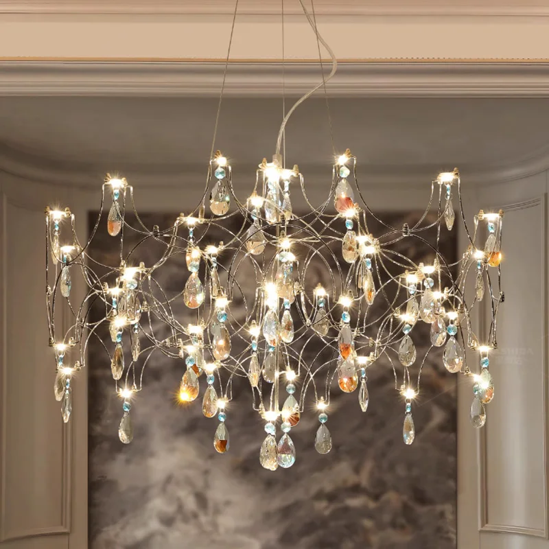 French Luxury Blue Crystal Led Chandeliers Art Design Living Dining Room Decor Pendant Lights Romantic Bedroom Atmosphere Lamp
French Luxury Blue Crystal Led Chandeliers Art Design Living Dining Room Decor Pendant Lights Romantic Bedroom Atmosphere Lamp
