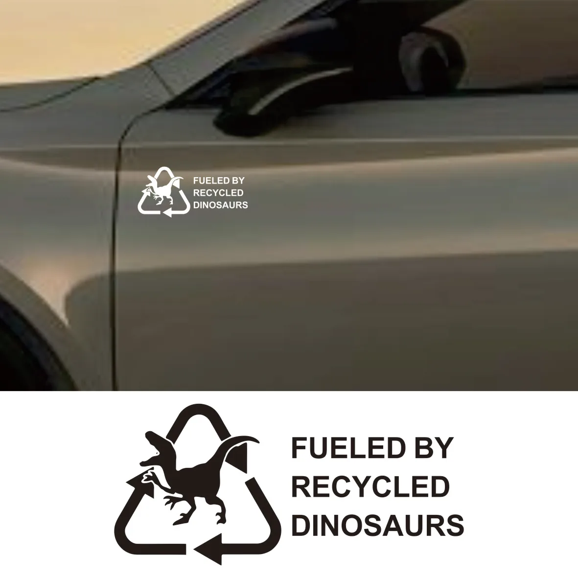 Fueled By Recycled Dinosaur Vinyl Decal Sticker, Car hobby, Window Decal, Truck Decal custom made
Fueled By Recycled Dinosaur Vinyl Decal Sticker, Car hobby, Window Decal, Truck Decal custom made
