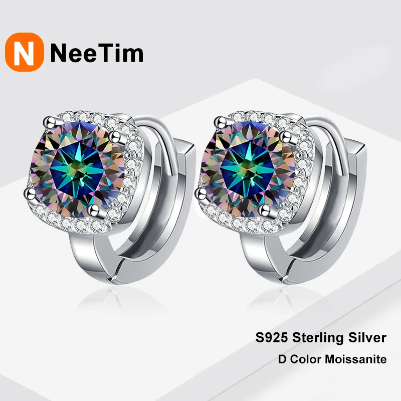 NeeTim 0.5ct 1ct Rainbow Color Moissanite Studs Earrings for Women S925 Silver Black Blue Pink Lab Diamond Wedding Stud Earring
NeeTim 0.5ct 1ct Rainbow Color Moissanite Studs Earrings for Women S925 Silver Black Blue Pink Lab Diamond Wedding Stud Earring