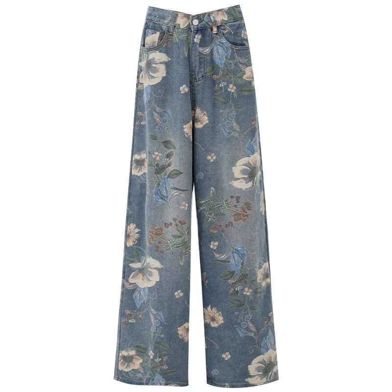 2026 Spring Women Trousers Flower Wide-leg Jeans High Waist Design Sense Niche Printing Pocket Straight Mopping Pants Tide
2026 Spring Women Trousers Flower Wide-leg Jeans High Waist Design Sense Niche Printing Pocket Straight Mopping Pants Tide