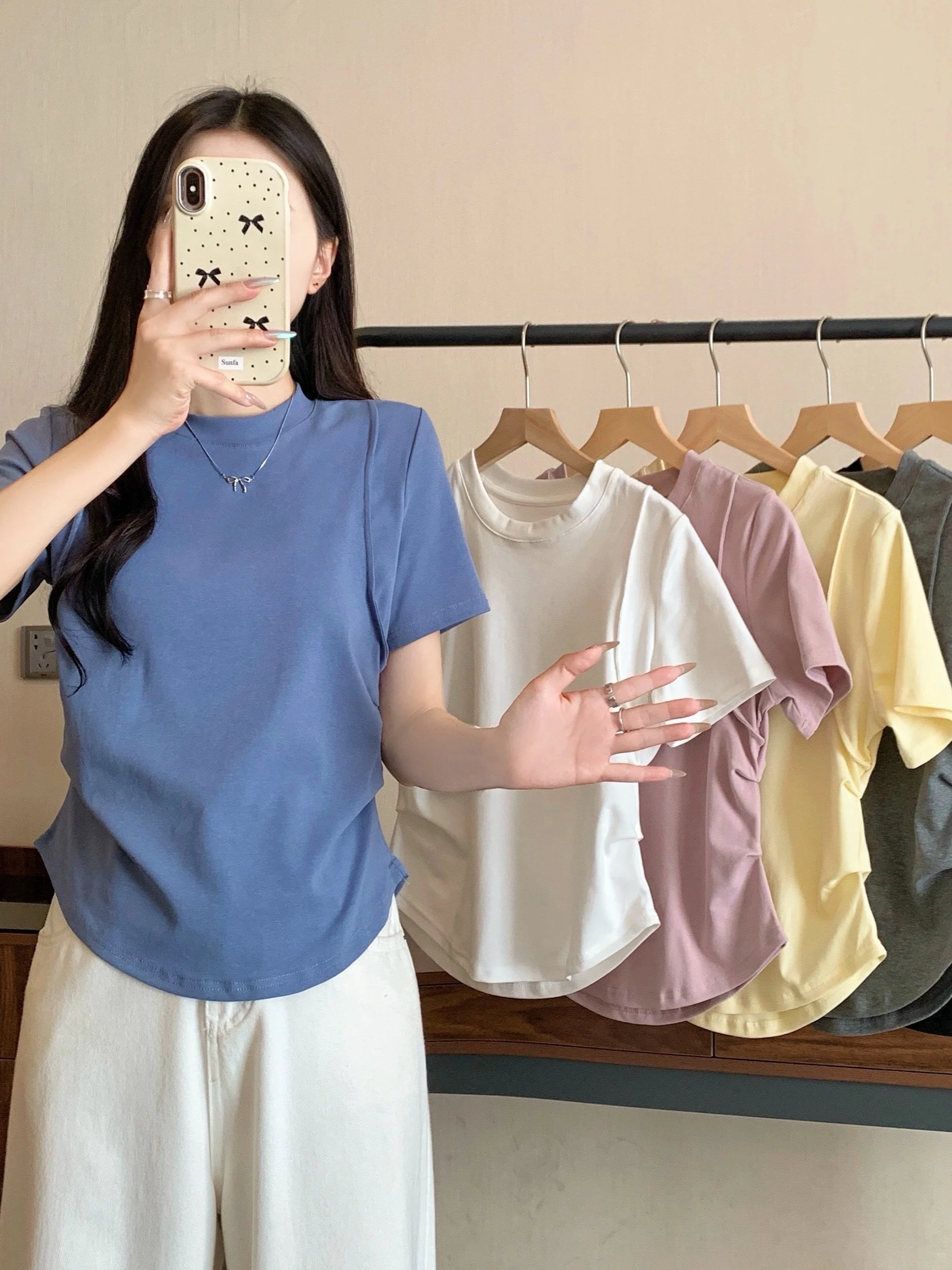 plus Size Women's Slim Fit round Neck Short Sleeve T-Shirt Casual Comfortable Pure Color Waist Cinched Summer New Style Top
plus Size Women's Slim Fit round Neck Short Sleeve T-Shirt Casual Comfortable Pure Color Waist Cinched Summer New Style Top