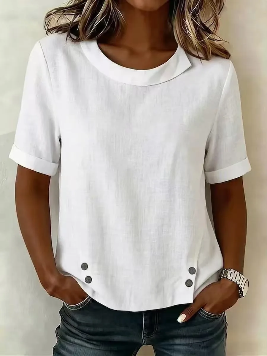 Women's T-Shirt 2026 Spring Summer New Solid Color Round Neck Short Sleeve Loose Fit Casual Versatile Daily T-Shirt Top
Women's T-Shirt 2026 Spring Summer New Solid Color Round Neck Short Sleeve Loose Fit Casual Versatile Daily T-Shirt Top