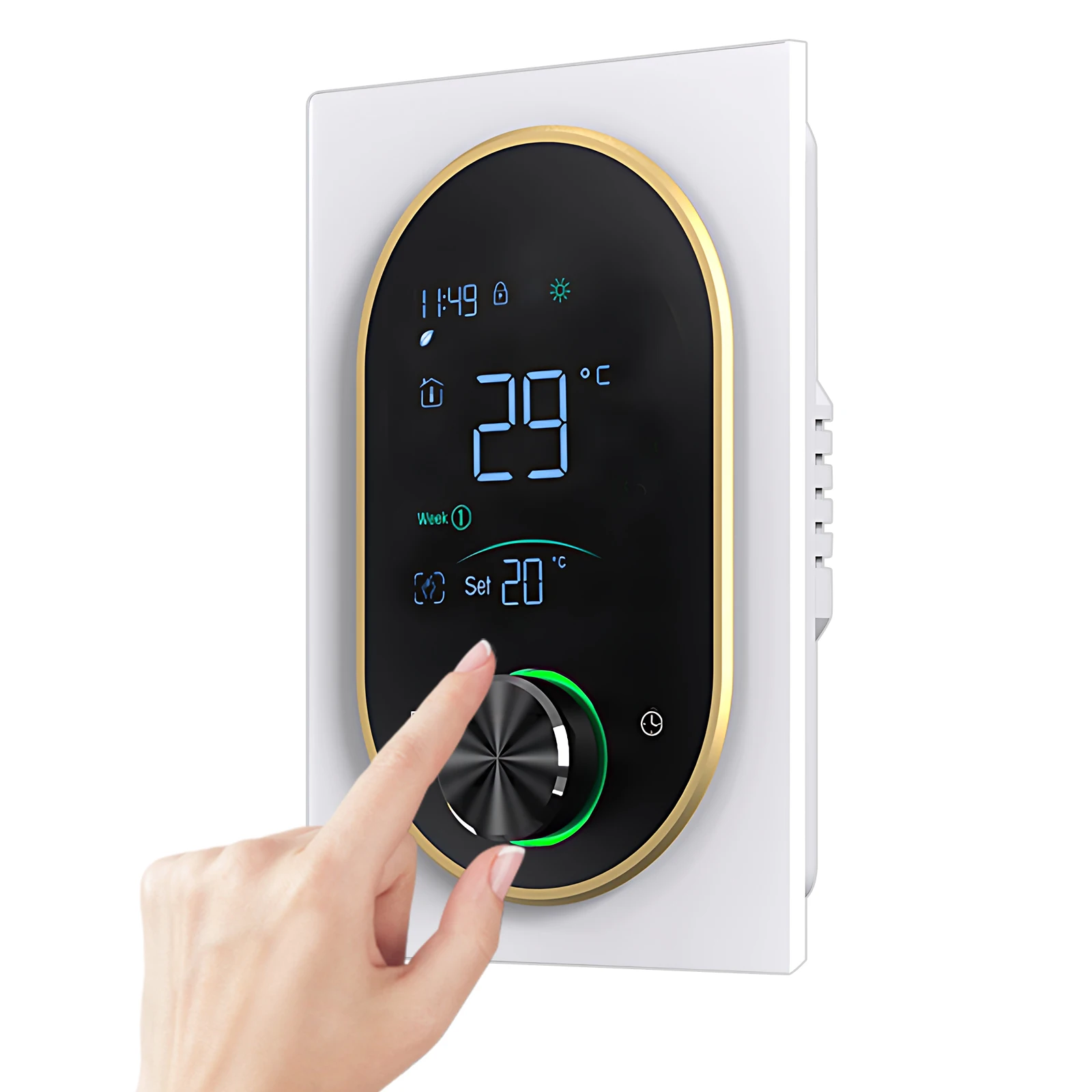 Smart Thermostat for House AC Thermostat with VA Digital Touch Screen and Adjustable Knob 5+1+1 Weekly Programming Manual Auto
Smart Thermostat for House AC Thermostat with VA Digital Touch Screen and Adjustable Knob 5+1+1 Weekly Programming Manual Auto