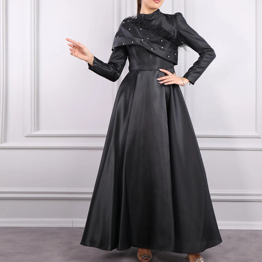 Customized Formal Crystal Off the Shoulder Satin Evening Dresses Modern O-Neck Long Sleeves A-Line Floor Length Homecoming Dress
Customized Formal Crystal Off the Shoulder Satin Evening Dresses Modern O-Neck Long Sleeves A-Line Floor Length Homecoming Dress