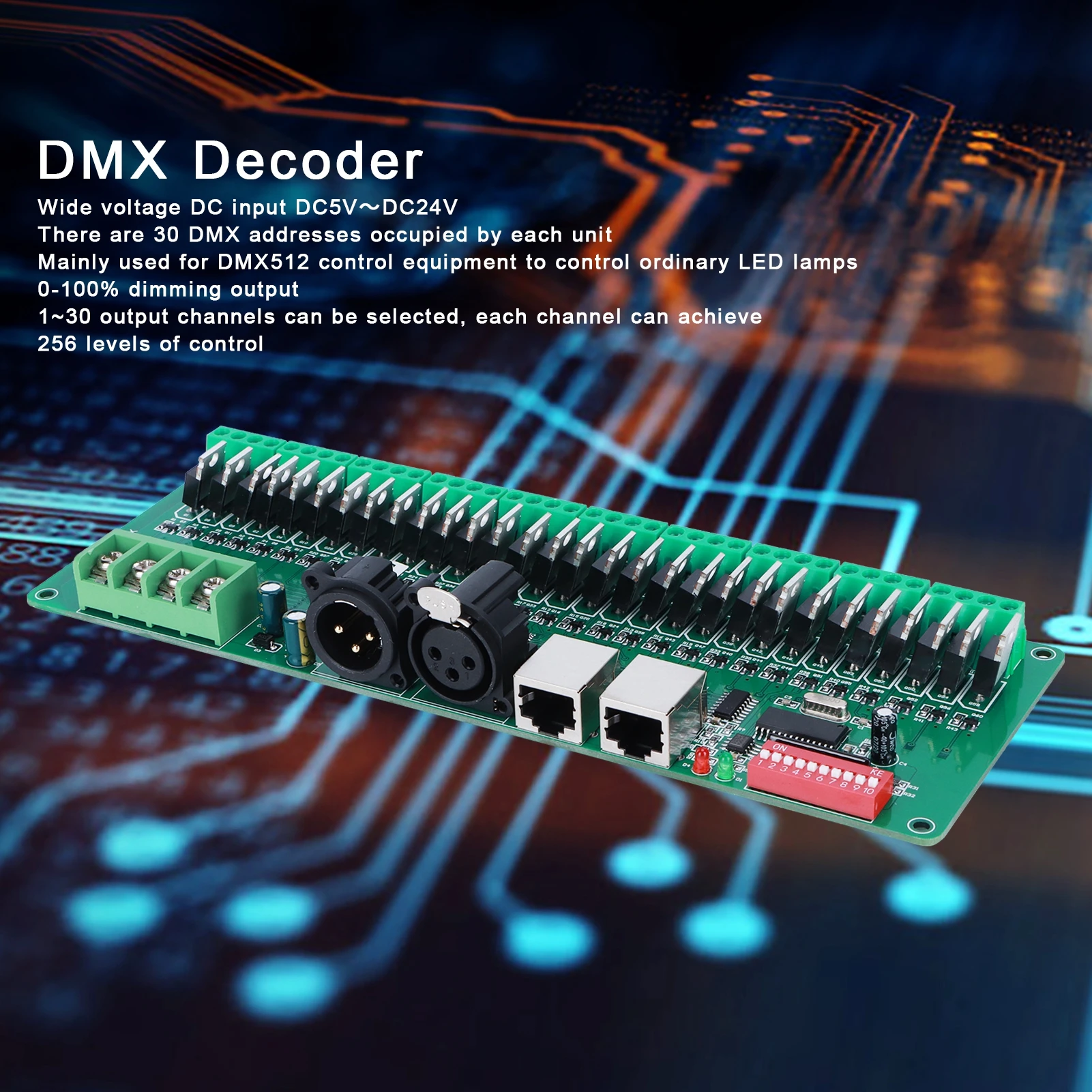 30CH DMX512 Constant Decoder LED Controller Decoder for LED Strip Light Stage Bar Supplies 5-24V Decoder Lighting Parts
30CH DMX512 Constant Decoder LED Controller Decoder for LED Strip Light Stage Bar Supplies 5-24V Decoder Lighting Parts