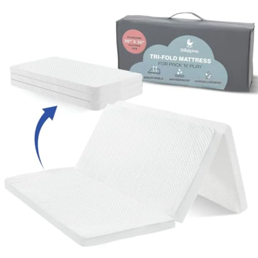 Waterproof Pack and Play Mattress Topper 38" x 26" x 1.5" Trifold Style - Breathable Soft Plush Foam - Portable Mattress Topper
Waterproof Pack and Play Mattress Topper 38" x 26" x 1.5" Trifold Style - Breathable Soft Plush Foam - Portable Mattress Topper