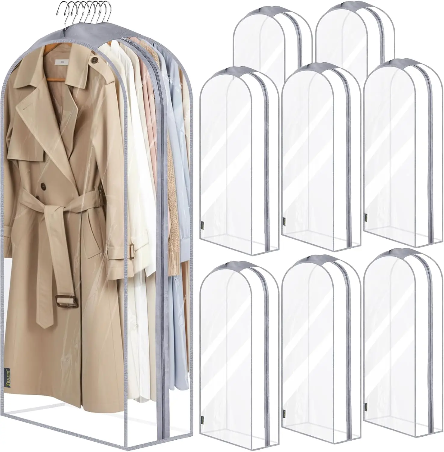 Clear Garment Bags 48x10.5in, PEVA Suit Covers for Clothes Storage, 9 Pack
Clear Garment Bags 48x10.5in, PEVA Suit Covers for Clothes Storage, 9 Pack