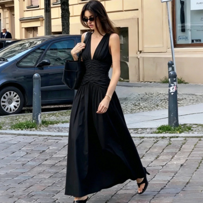 Tsiisd Summer Pleated Women's Maxi Dress V Neck Sleeveless Elegant Romantic Beach Vacation Party Gala Prom Dress Women's Dresses
Tsiisd Summer Pleated Women's Maxi Dress V Neck Sleeveless Elegant Romantic Beach Vacation Party Gala Prom Dress Women's Dresses