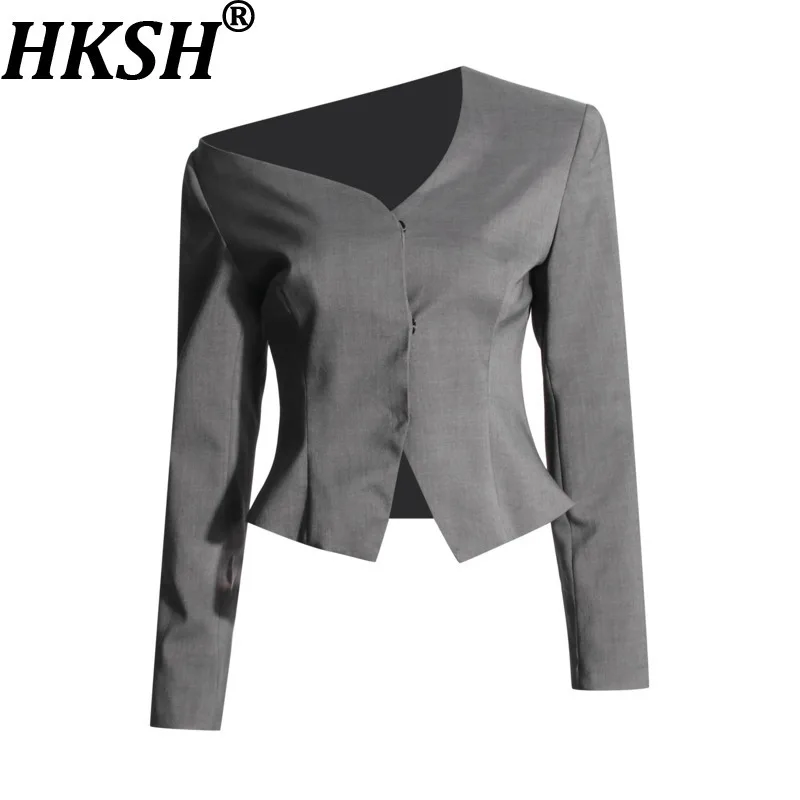 HKSH весенне-осенний новый женский короткий пиджак с асимметричным воротником и открытыми плечами на талии, однотонное сексуальное высококачественное пальто HK13641
HKSH весенне-осенний новый женский короткий пиджак с асимметричным воротником и открытыми плечами на талии, однотонное сексуальное высококачественное пальто HK13641