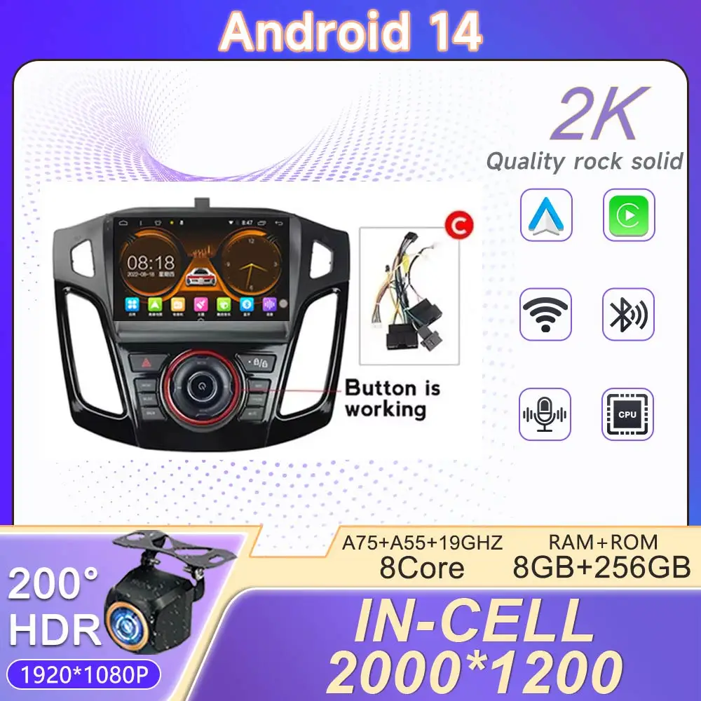 2K Incell Screen Android 14 Multimedia Head Unit For Ford Focus 3 Mk 3 2011-2019 Car Player GPS Stereo Navigation Auto Radio
2K Incell Screen Android 14 Multimedia Head Unit For Ford Focus 3 Mk 3 2011-2019 Car Player GPS Stereo Navigation Auto Radio