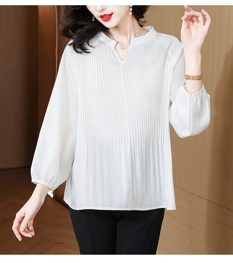 Ele V-ne Pleated Women's irt Spring 2025 Korean Sle plus Size Chiffon Top Faionable Versatile Commute Sle
Ele V-ne Pleated Women's irt Spring 2025 Korean Sle plus Size Chiffon Top Faionable Versatile Commute Sle