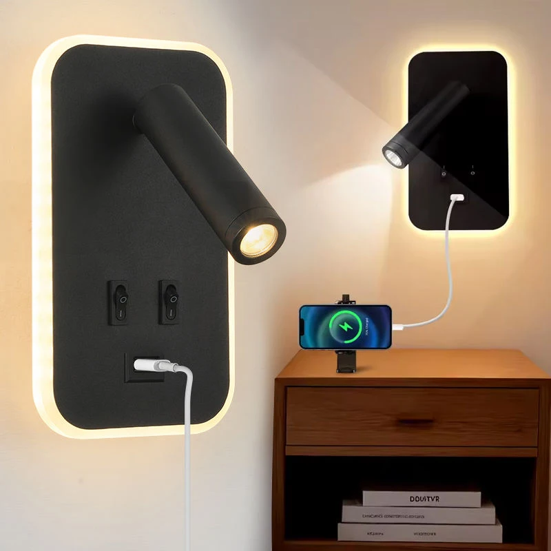 LED wall lamp with USB charging port rotating reading lamp with switch control, living room hotel bedside night light
LED wall lamp with USB charging port rotating reading lamp with switch control, living room hotel bedside night light