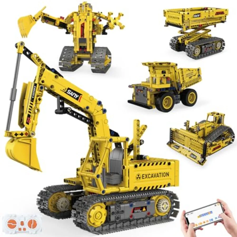 STEM building toys for engineering education: remote control excavator robotics kit 555-piece DIY construction set in gray and
STEM building toys for engineering education: remote control excavator robotics kit 555-piece DIY construction set in gray and