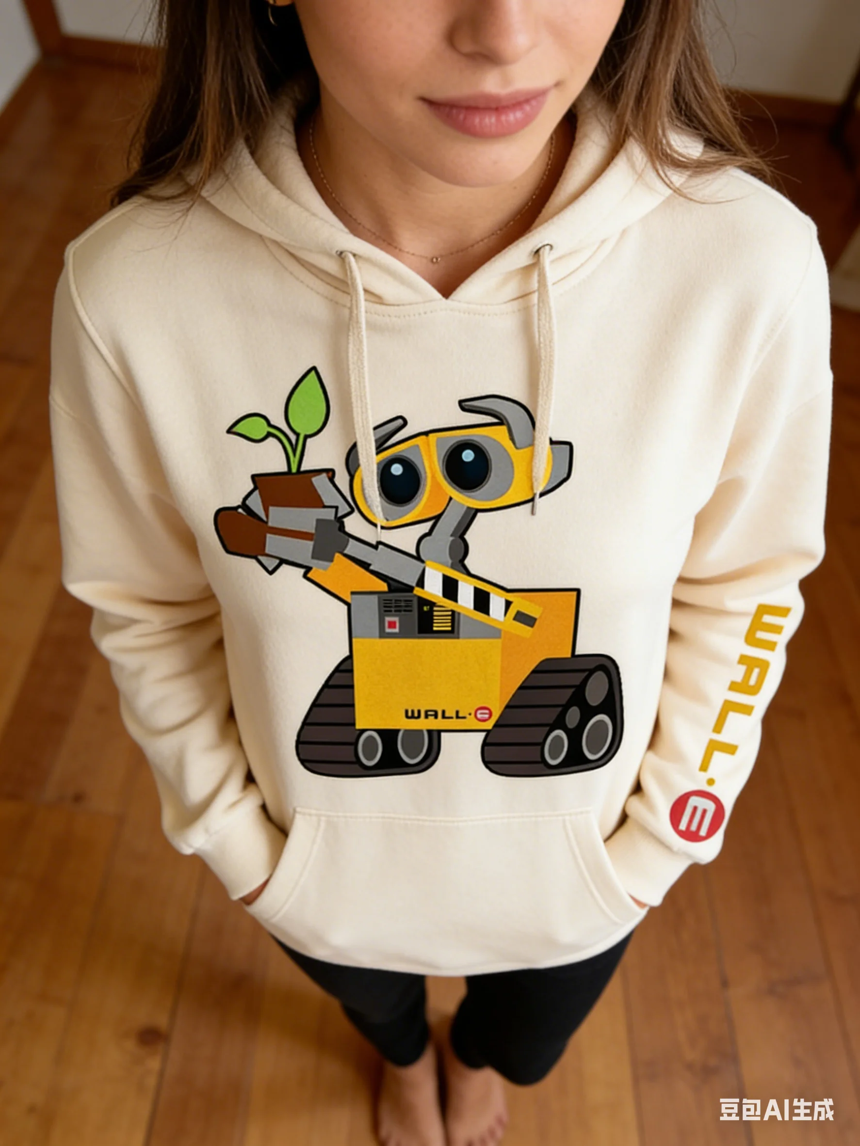 Толстовка унисекс Disney WALL E из хлопка и флиса кремового цвета, желтый робот, держащий маленькое растение, большие глаза, черные детали, рукав, свободный текст
Толстовка унисекс Disney WALL E из хлопка и флиса кремового цвета, желтый робот, держащий маленькое растение, большие глаза, черные детали, рукав, свободный текст