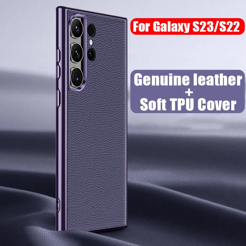 Fashion Luxury Genuine Leather Electroplated Soft TPU Back Cover Case for Samsung Galaxy S23 S22 Ultra Plus
Fashion Luxury Genuine Leather Electroplated Soft TPU Back Cover Case for Samsung Galaxy S23 S22 Ultra Plus