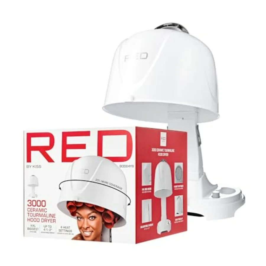 Home salon hood dryer: ceramic tourmaline, white, 4 heat settings, height adjustable, extra coverage, 1875W
Home salon hood dryer: ceramic tourmaline, white, 4 heat settings, height adjustable, extra coverage, 1875W