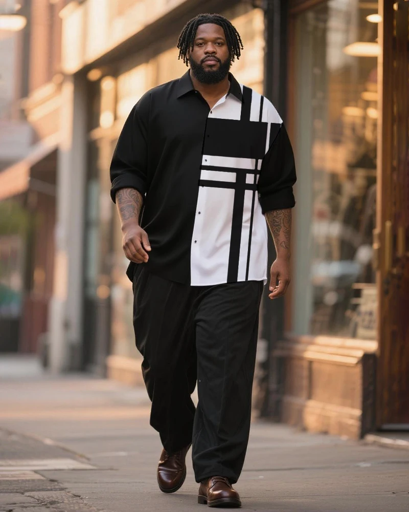 S-9XL Big and Tall Men Geometric Stripe Print Shirt & Pants 2-Piece Set Streetwear
S-9XL Big and Tall Men Geometric Stripe Print Shirt & Pants 2-Piece Set Streetwear