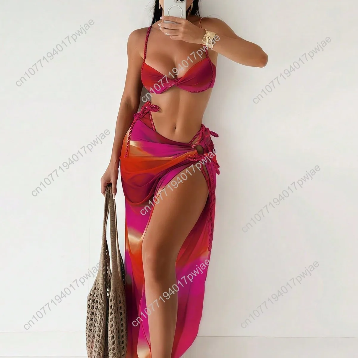 Summer swimsuit Middle Eastern skirt style irregular tie-dye braided rope floor-length sexy bikini
Summer swimsuit Middle Eastern skirt style irregular tie-dye braided rope floor-length sexy bikini