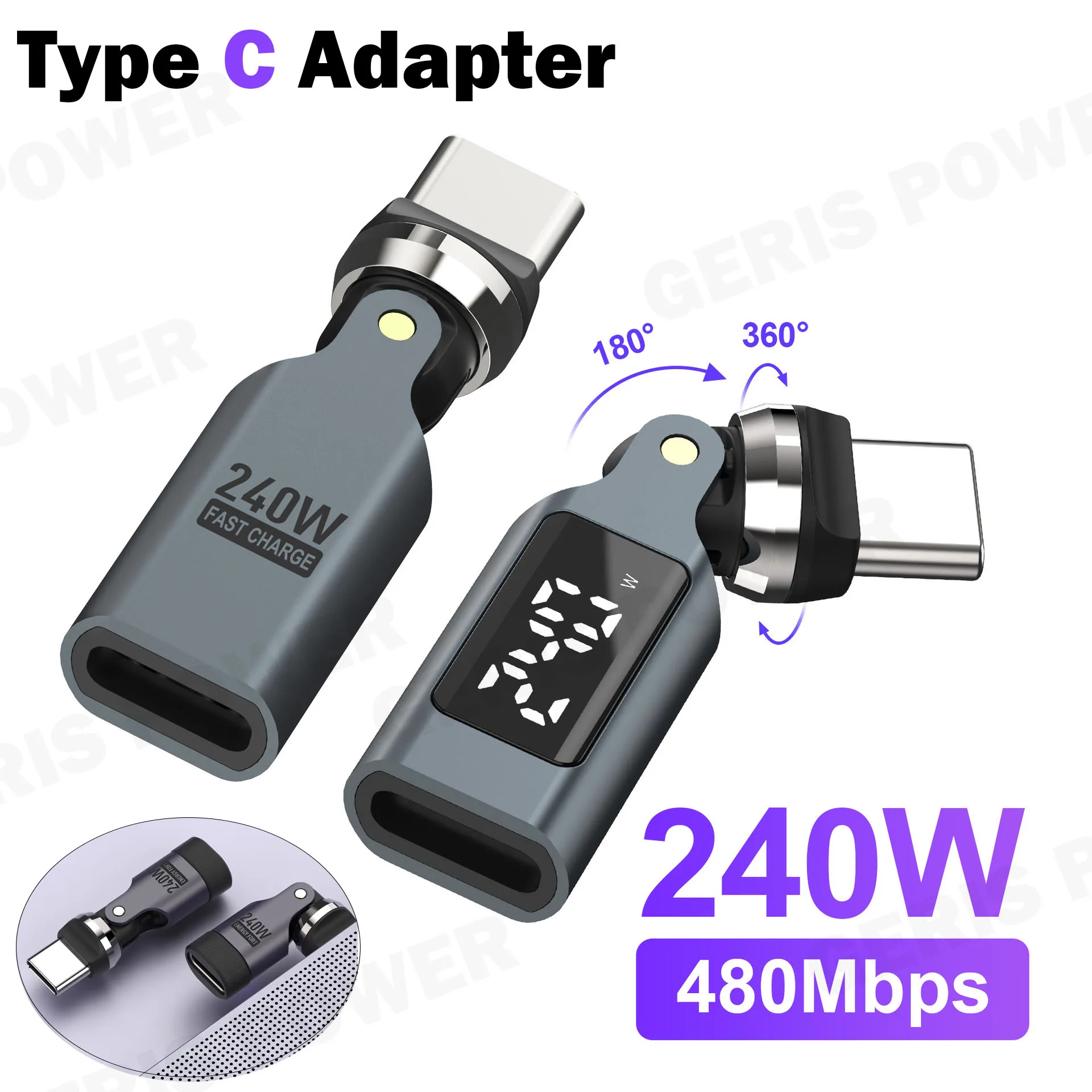 PD 240W USB C Adapter OTG Type C Connector Fast Charge Digital Display Right Angle 540° 180° Converter for iPhone 17 Samsung
PD 240W USB C Adapter OTG Type C Connector Fast Charge Digital Display Right Angle 540° 180° Converter for iPhone 17 Samsung